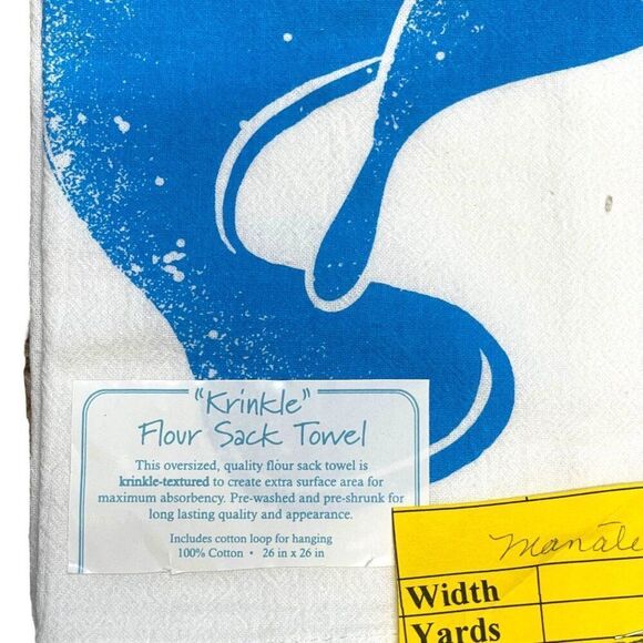 Manatee "Krinkle" Flour Sack Towel - 100% Cotton 26" Homosassa Springs Set of 2 - Picture 2 of 6